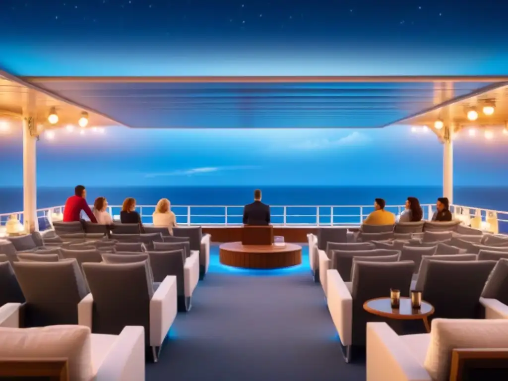 Una noche mágica en un crucero: pasajeros disfrutan de una película clásica bajo las estrellas en cubierta