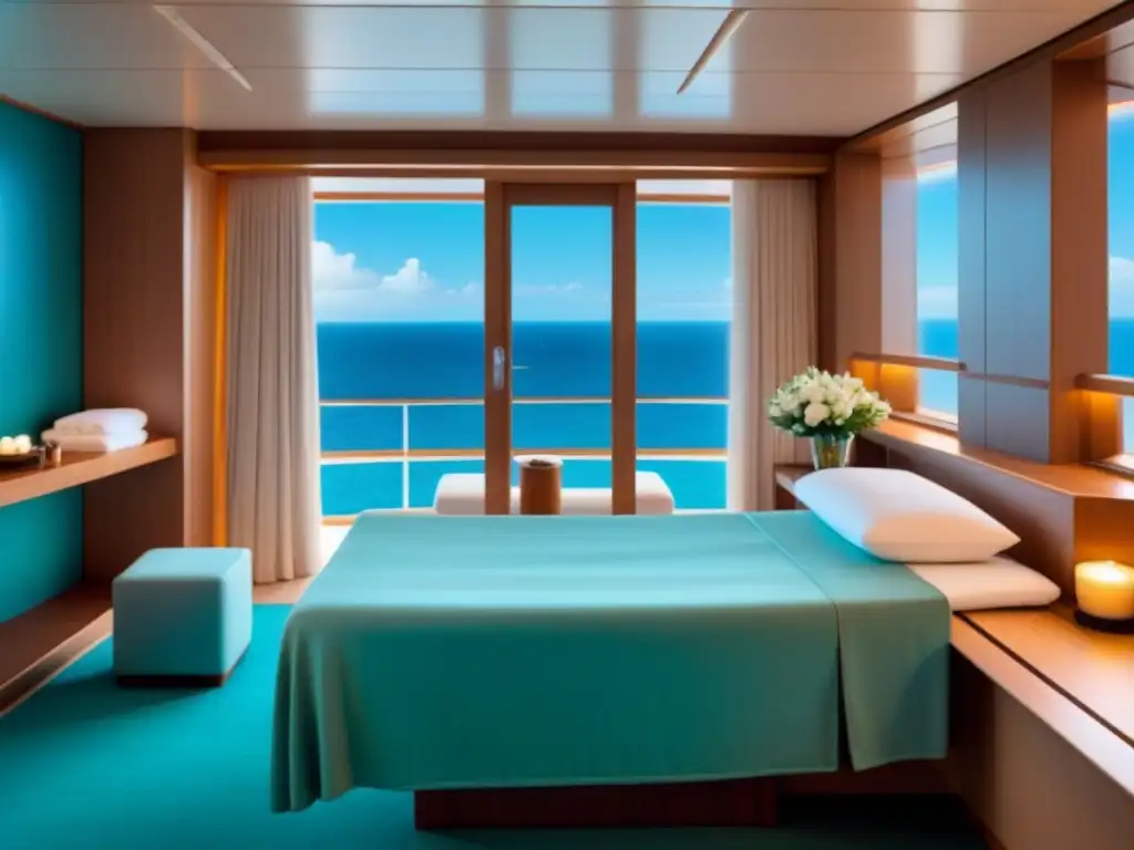 Un oasis de tranquilidad en un crucero, con decoración minimalista y vista al mar