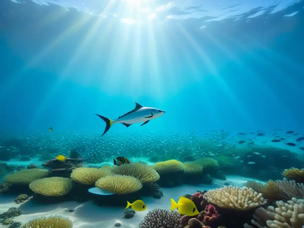 Un océano cristalino con peces coloridos nadando en armonía