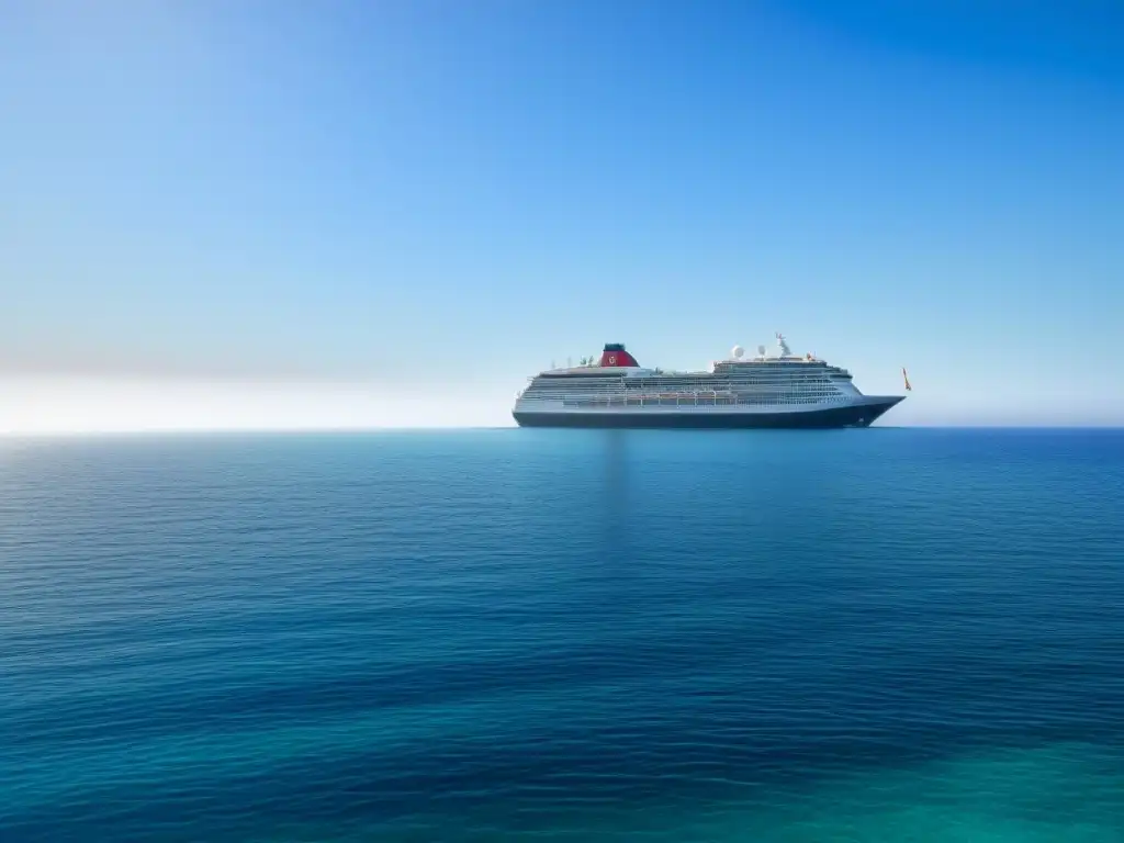 Un océano cristalino con vida marina y un crucero, transmitiendo serenidad y conservación del mar