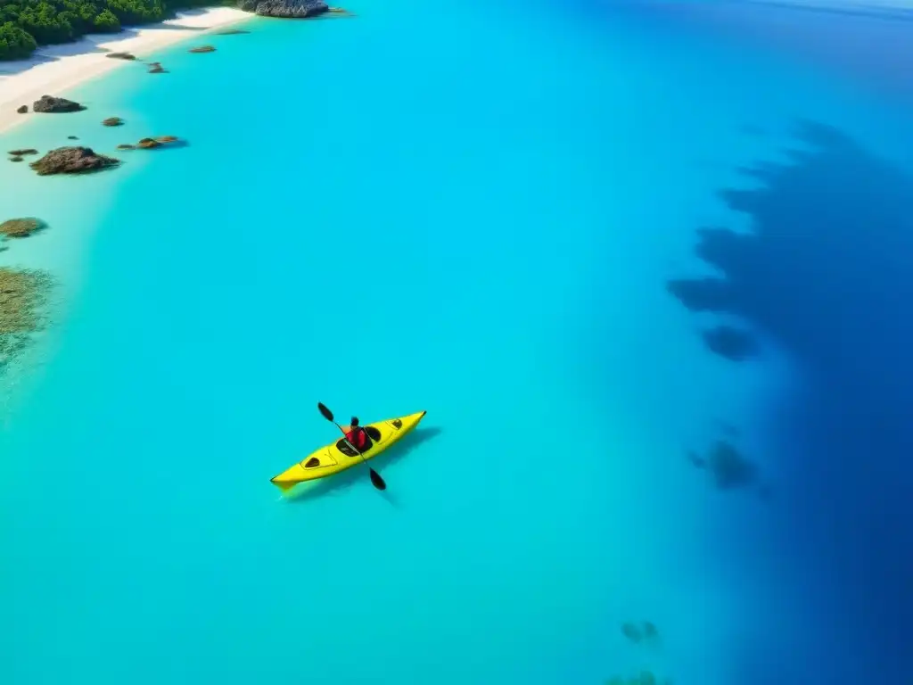 Un pacífico kayak y paddleboarding en arrecifes, navegando sobre aguas turquesas cerca de vibrantes corales, bajo la luz del sol