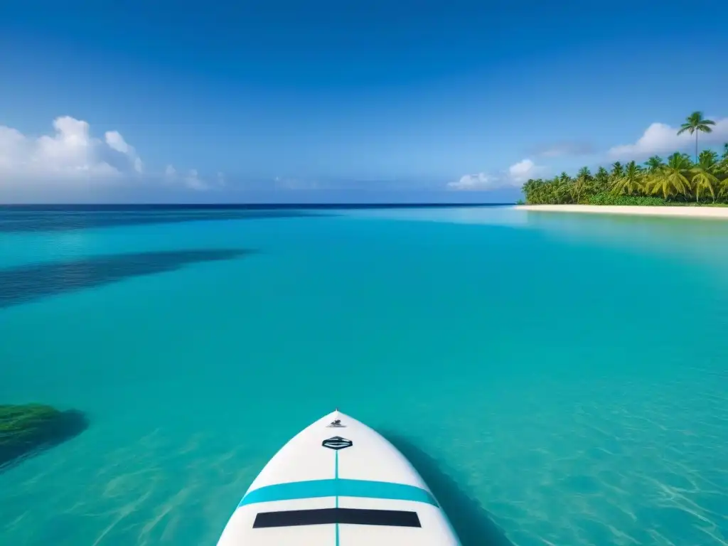 Paddleboarding en cruceros de lujo: tabla en aguas cristalinas, paisaje tropical sereno y lujoso