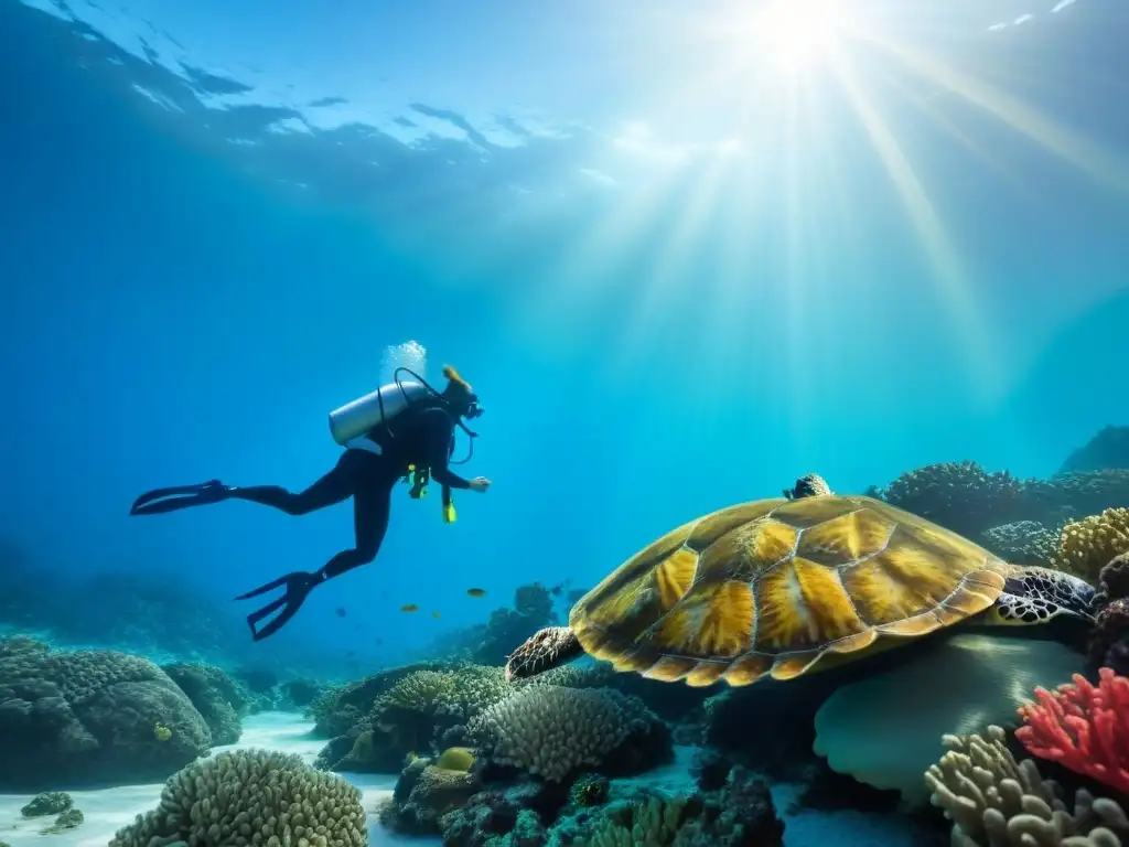 Un paisaje submarino sereno con arrecifes de coral coloridos y vida marina diversa