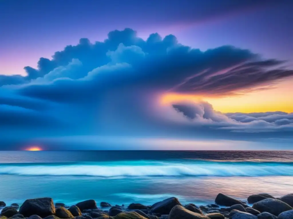 Fotografía de paisajes marinos: Encuentro armónico entre mar y cielo en tonos pastel al atardecer