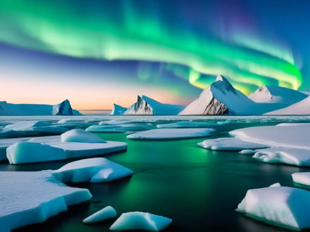 Fotografiando paisajes polares marinos en la serenidad ártica bajo la aurora boreal