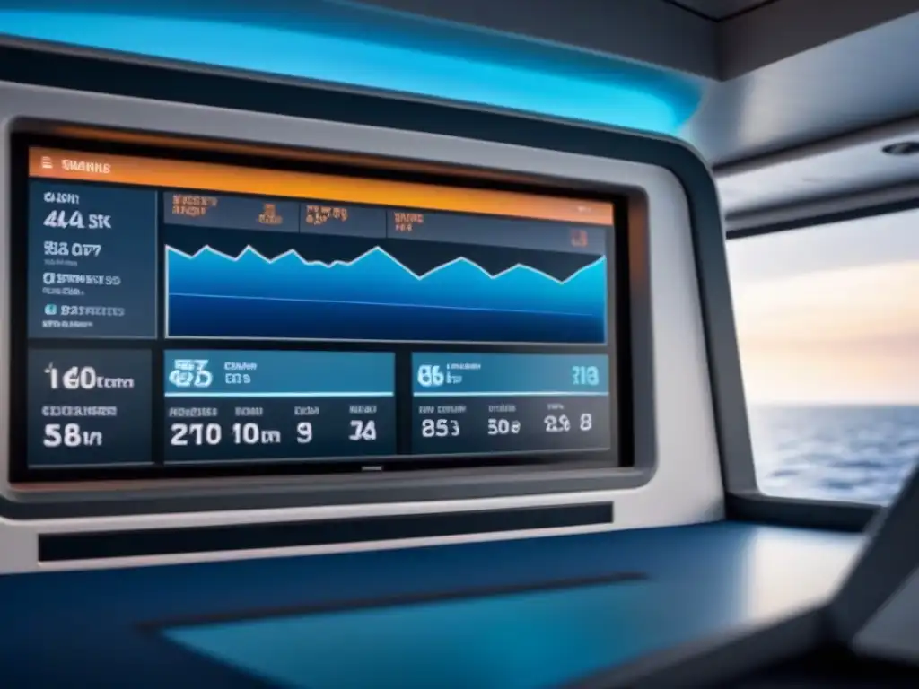 Panel digital elegante con datos en tiempo real para Gestión de crisis en turismo marítimo, en tonos azules y blancos