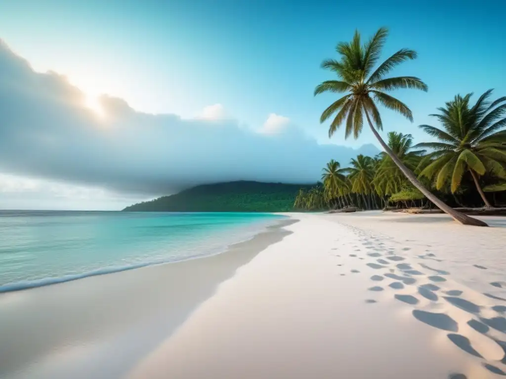 Un paraíso ecológico: playa virgen con aguas turquesas, arena blanca y palmeras