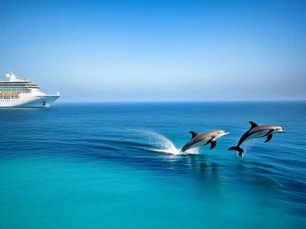 Un paraíso marino con crucero y delfines juguetones