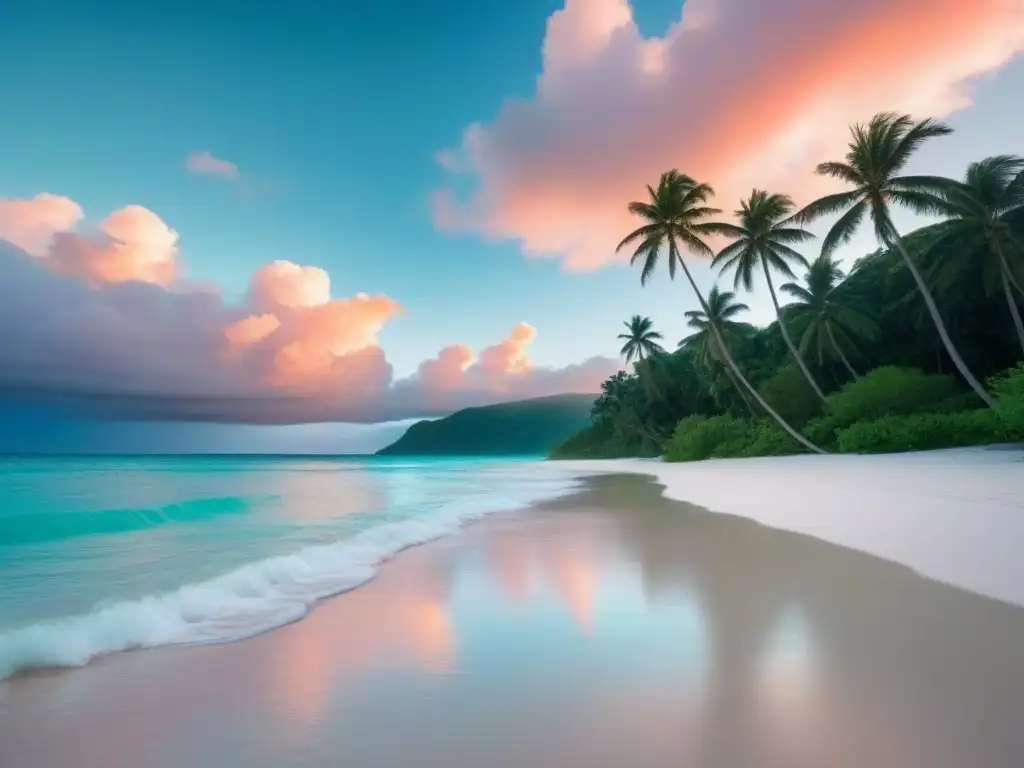 Un paraíso natural y tranquilo en una playa tropical virgen al amanecer