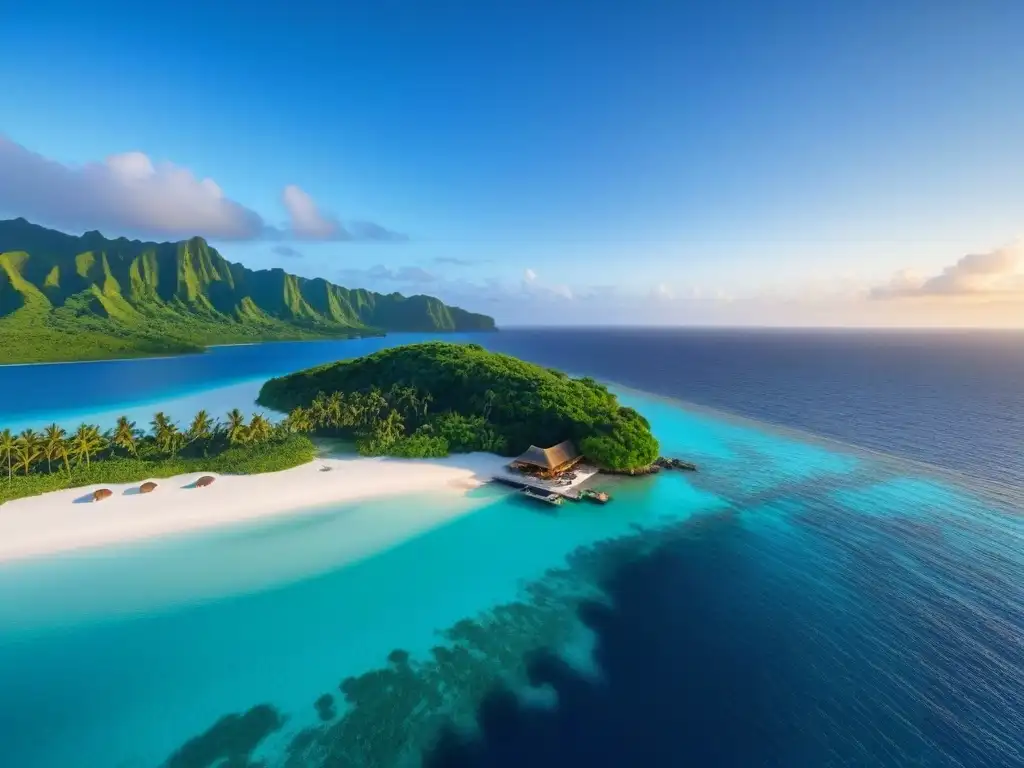 Un paraíso privado en el mar con villa de lujo, piscina infinita y veleros al atardecer