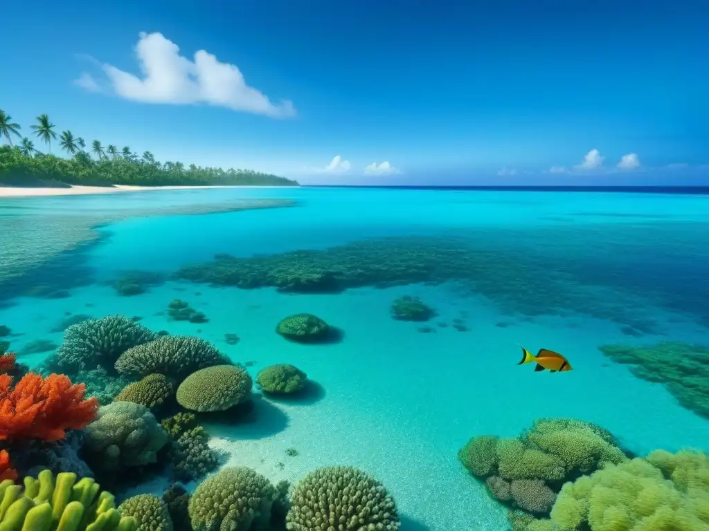 Paraíso tropical con aguas turquesas, arrecifes de coral y un crucero