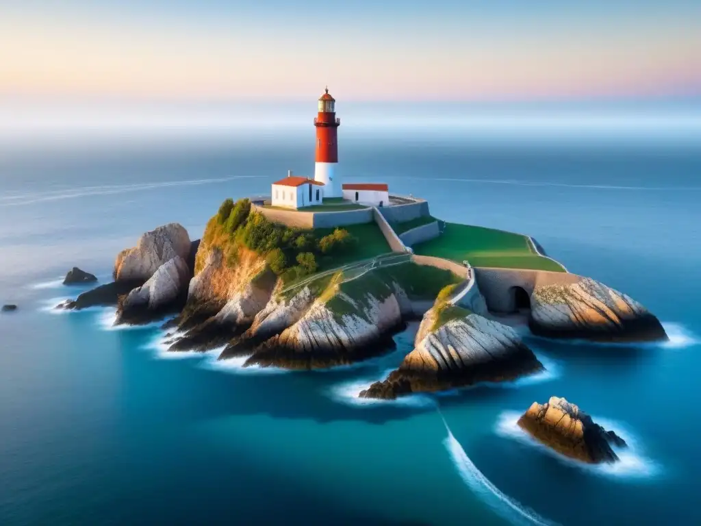 Patrimonio marítimo UNESCO conservación: Ruinas de un faro antiguo en la costa, con el mar azul sereno al fondo