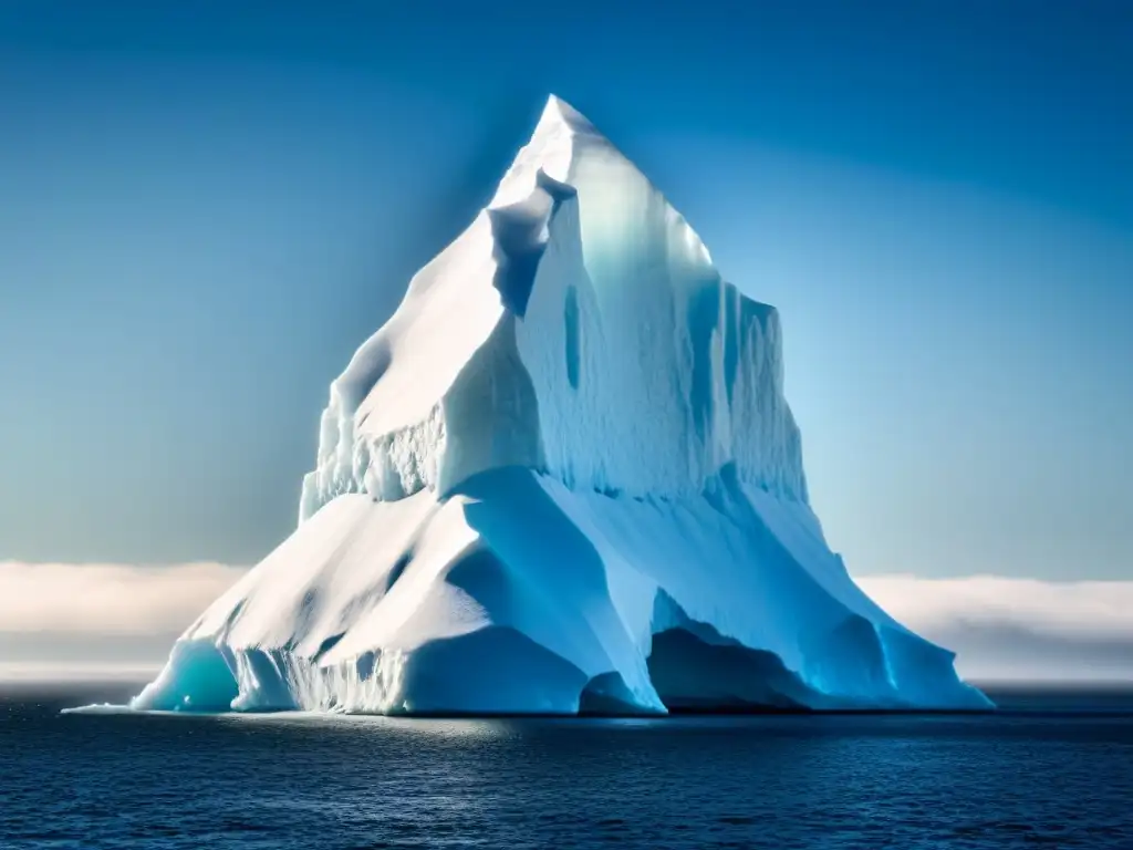 Preparación para crucero polar extremo: Impresionante iceberg brillando bajo el sol en paisaje polar sereno