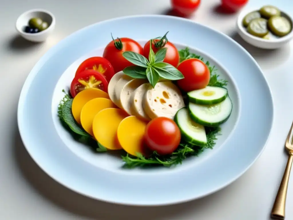 Una presentación exquisita de platos mediterráneos saludables en un crucero marítimo