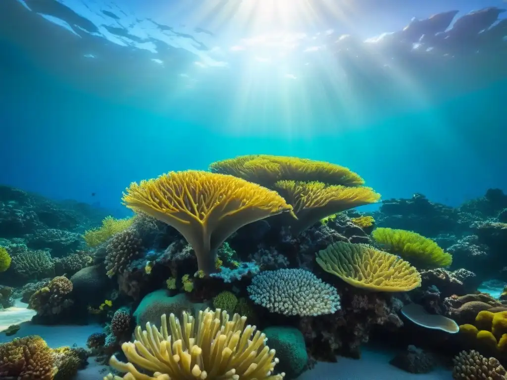 Programas de educación ambiental en crucero: Escena submarina de coral y vida marina colorida en armonía bajo el agua