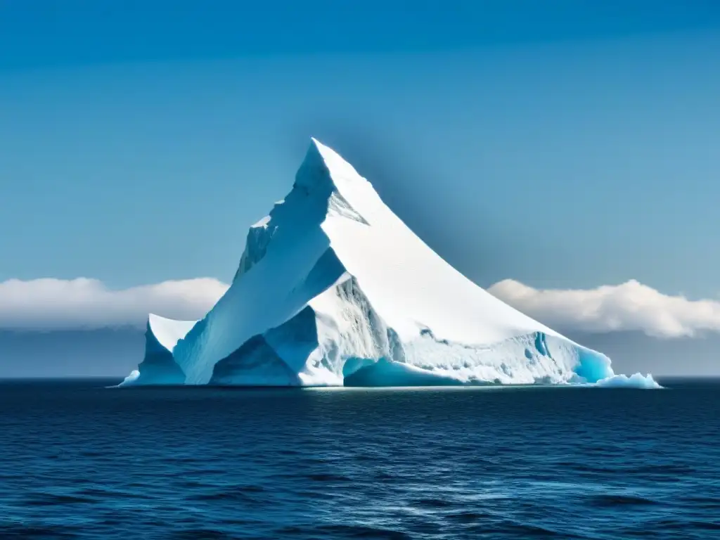 Invertir en propiedades de cruceros: Un iceberg oculto en el mar tranquilo simboliza riesgos financieros, mientras un barco navega seguro