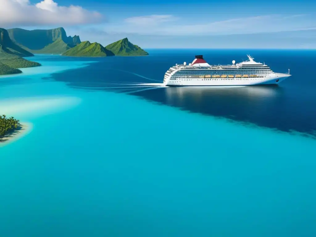 Invertir en propiedades de cruceros: un lujoso barco navegando por aguas turquesas, elegante y tranquilo