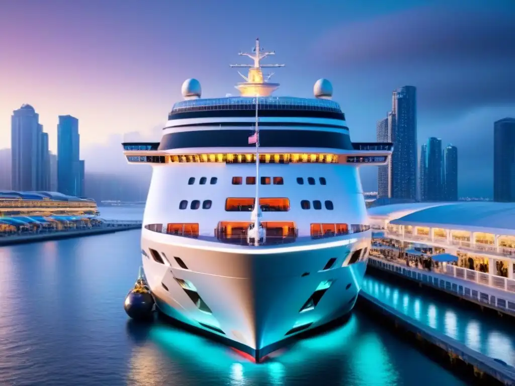 Un puerto de crucero futurista con tecnología innovadora