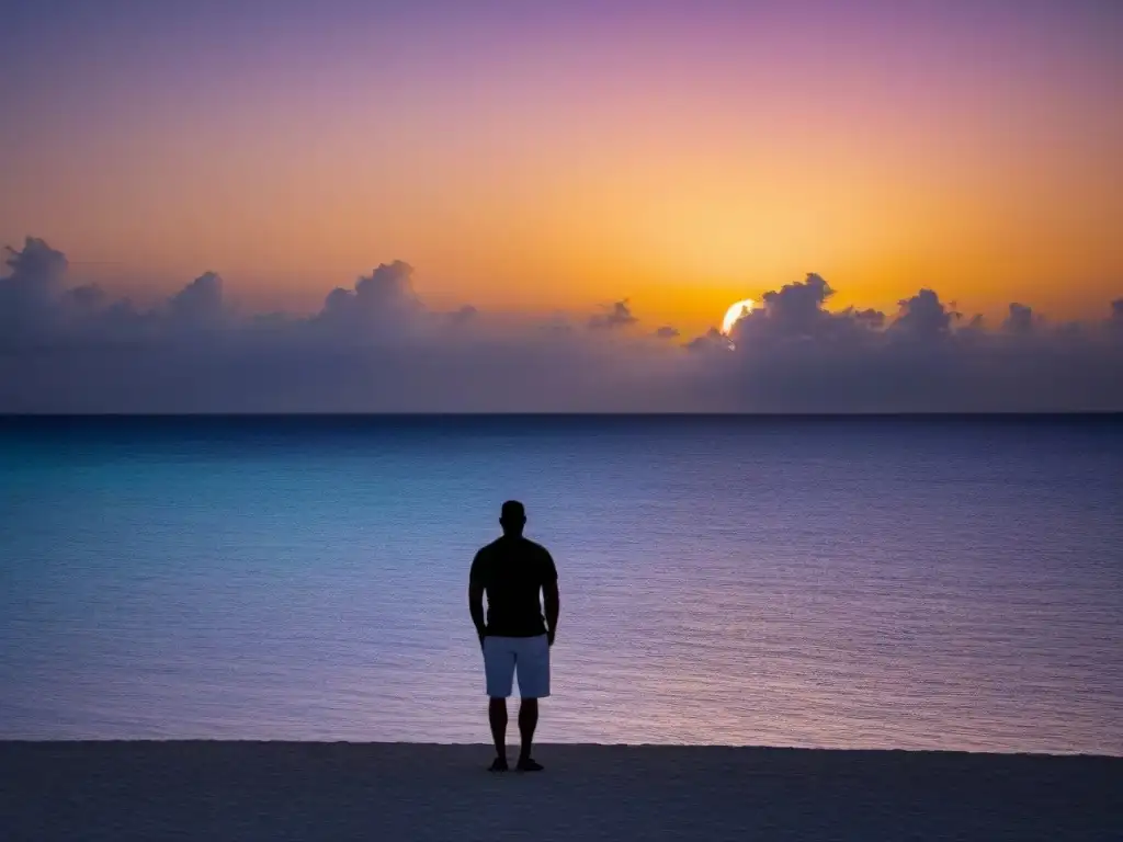 Puesta de sol caribeña con crucero económico, mostrando la tranquilidad y las tarifas de cruceros Caribe económicos