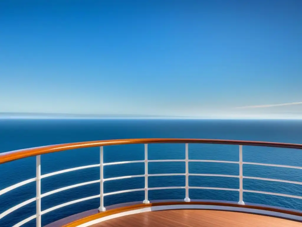 Un sereno paisaje marino desde la cubierta de un crucero, con aguas tranquilas y cielo azul