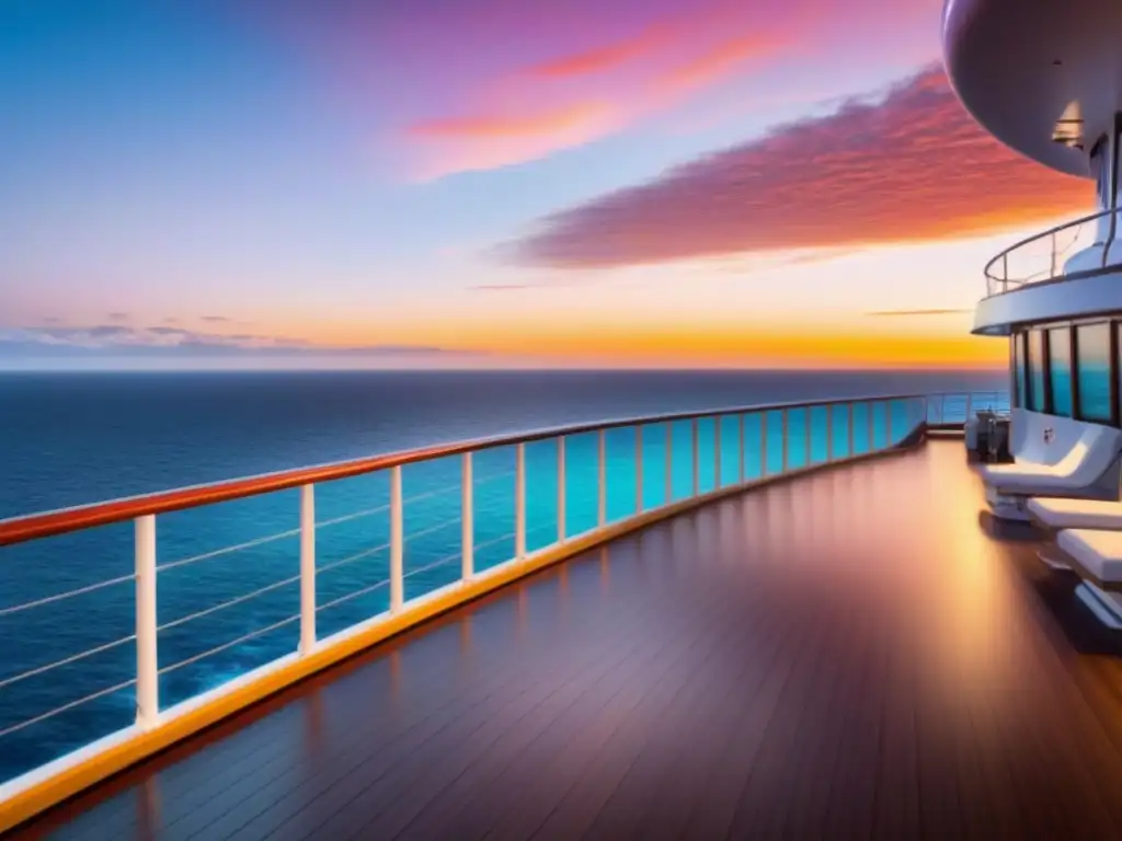 Servicios de fotografía en cruceros: Atardecer en cubierta de crucero con elegantes equipos de fotografía y estación de edición