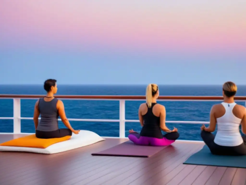 Una sesión de yoga tranquila al amanecer en un crucero