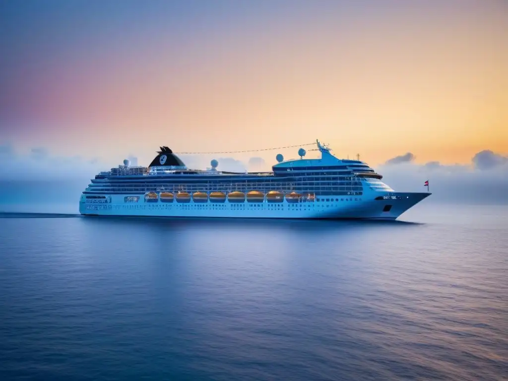 Siluetas elegantes de cruceros navegan en un amanecer tranquilo