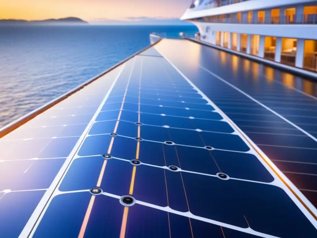 Un sistema de paneles solares de vanguardia integrado en un crucero ecológico, tecnología en cruceros ecológicos