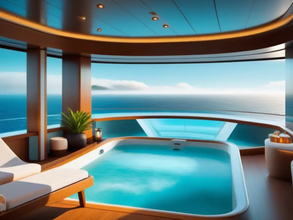 Un spa exclusivo en un crucero de lujo con tratamientos especiales y una vista al mar relajante