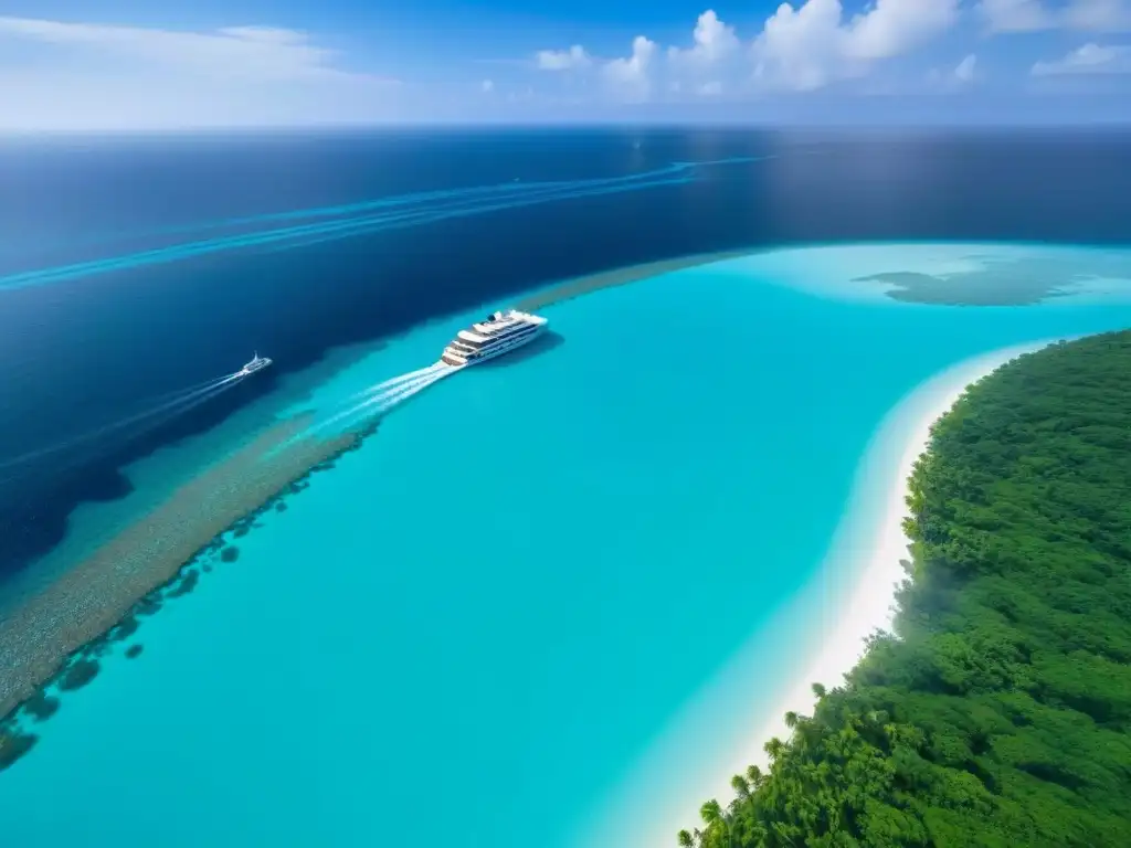 Una suite de crucero en isla privada: diseño moderno, ventanas panorámicas y piscina infinita, rodeada de naturaleza exuberante