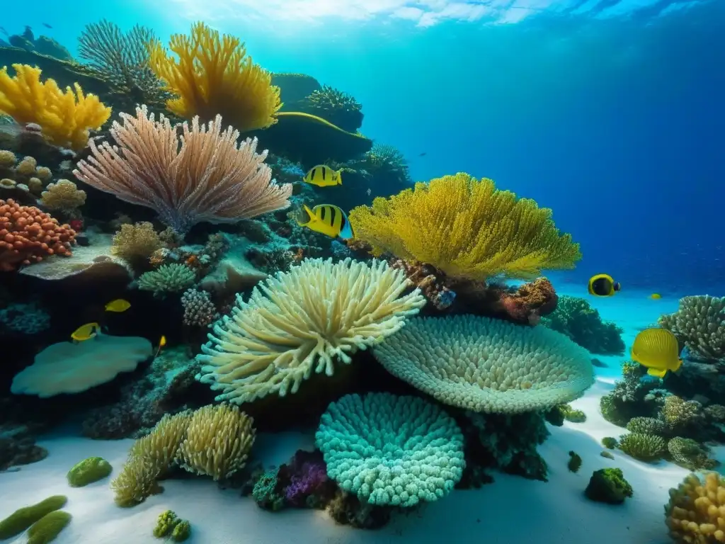 Sumérgete en un arrecife de coral vibrante y lleno de vida marina, destacando la belleza de las prácticas sostenibles en el turismo marítimo