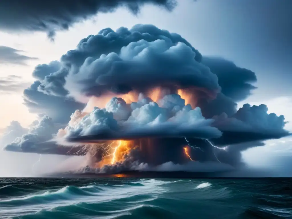 Fotografiando tormentas marítimas extremas: imponente nube de tormenta sobre agitado mar