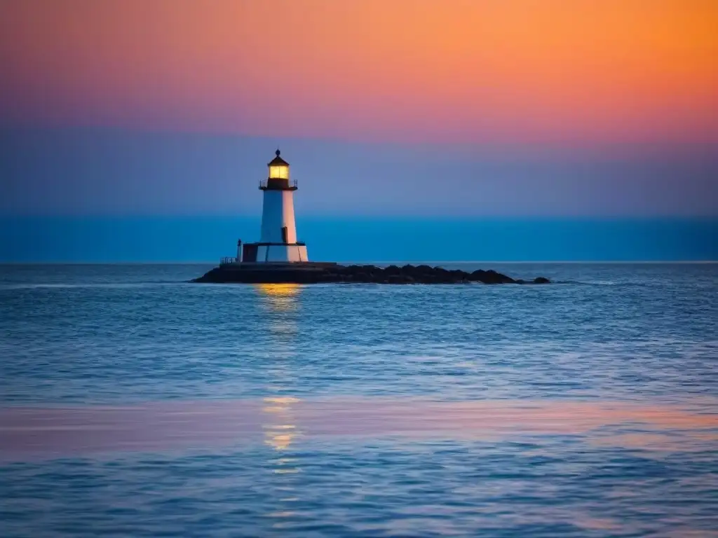 Torre histórica iluminada por un atardecer vibrante sobre aguas tranquilas, resaltando la belleza del turismo marítimo cultural itinerario ecológico