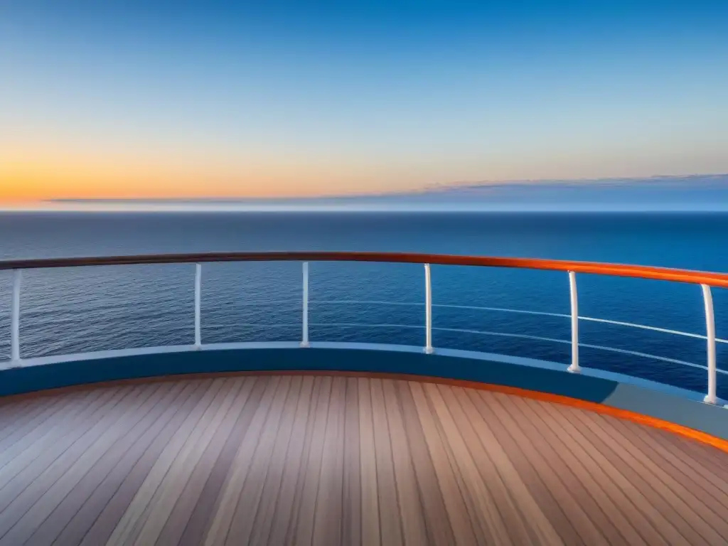 Tranquilidad en alta mar: vista desde un crucero al atardecer Un tranquilo atardecer en alta mar desde un crucero, con aguas azules y cielo despejado
