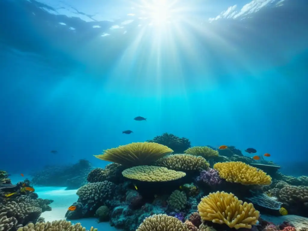 Un tranquilo escenario submarino con arrecifes de coral vibrantes y vida marina diversa