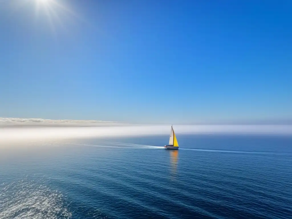 Tranquilidad en el mar: navegando hacia la felicidad Un tranquilo viaje en velero hacia la felicidad en el vasto océano azul