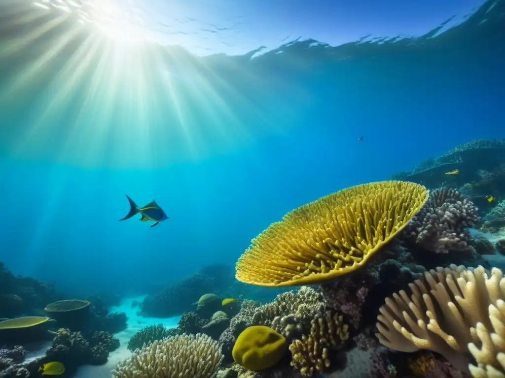 Turismo marítimo sostenible en arrecifes: una escena submarina vibrante y colorida con peces y vida marina