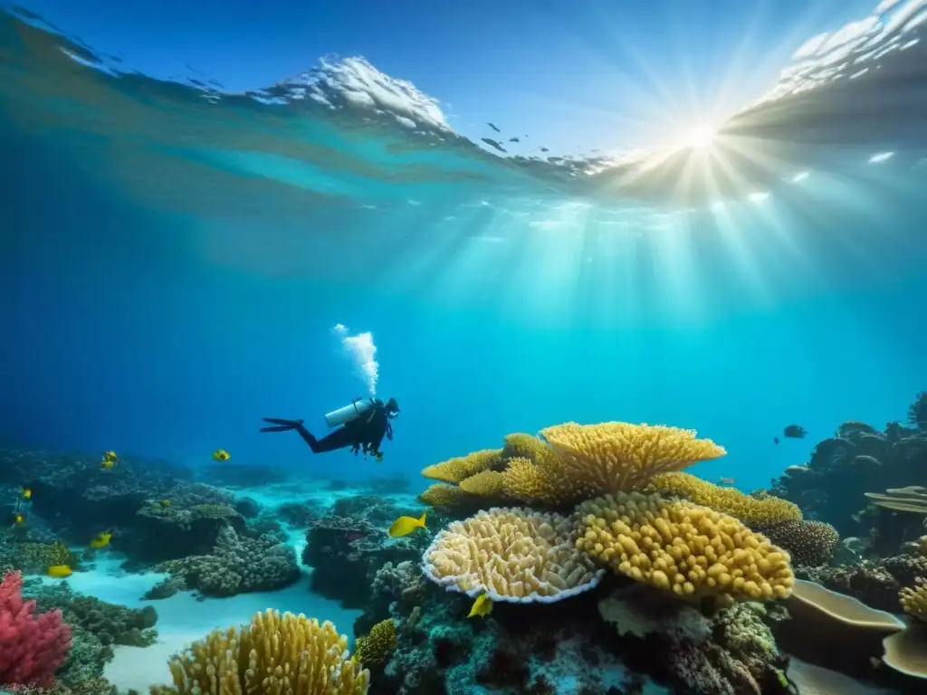 Turismo marítimo sostenible en cruceros: un arrecife de coral vibrante lleno de vida marina y aguas cristalinas