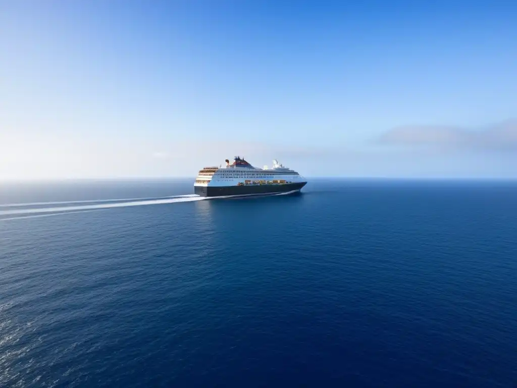 Crucero ecofriendly en mar cristalino Turismo sostenible en cruceros marítimos: Un crucero ecofriendly navegando en un océano cristalino y sereno
