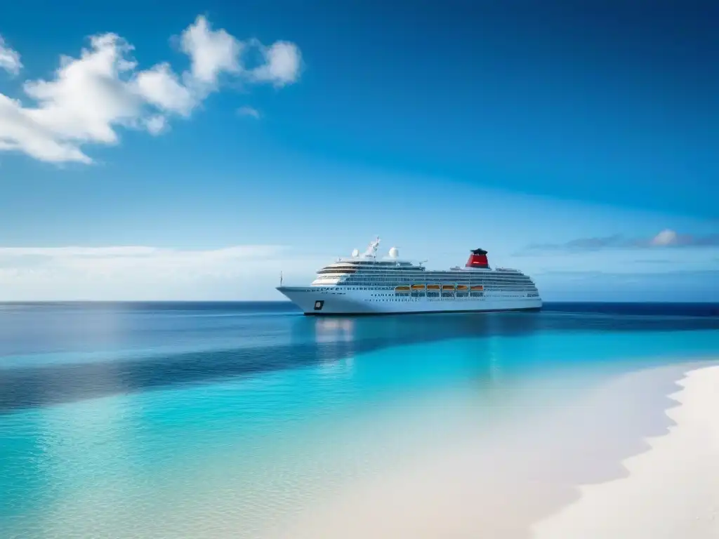 Paraíso marino: aguas turquesas, arena blanca y crucero sostenible Turismo sostenible en cruceros marítimos: Escena idílica de un océano turquesa y una playa de arena blanca