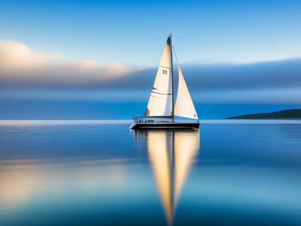 Un velero en aguas tranquilas, reflejando calma y preparación