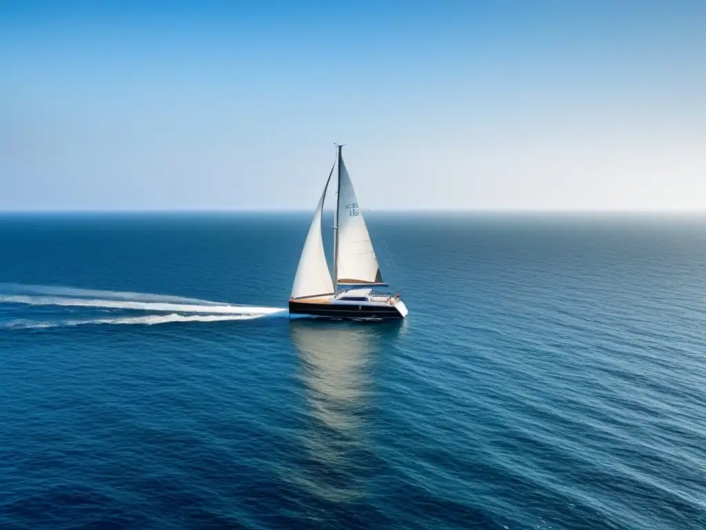 Un velero blanco surca el océano azul en armonía con la naturaleza