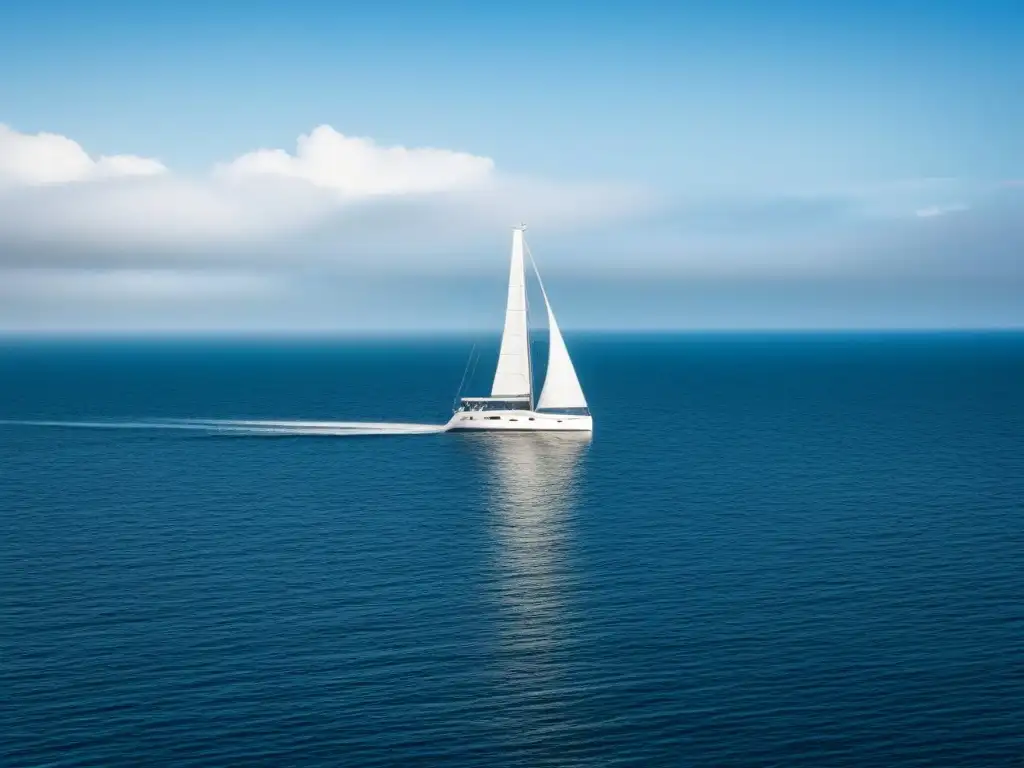 Un velero elegante navegando en aguas cristalinas bajo un cielo despejado