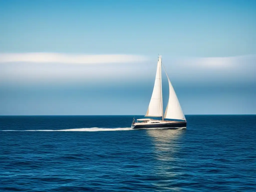 Un velero elegante navega con calma en un océano sereno