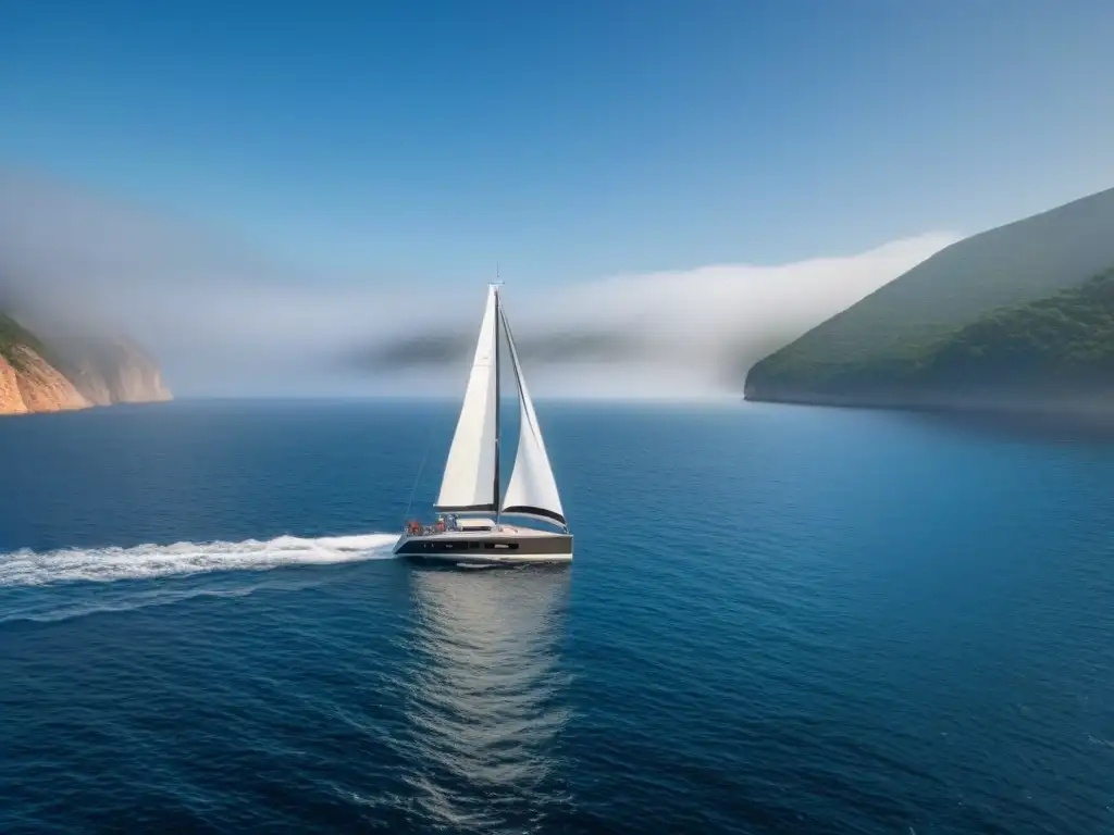 Un velero navegando con medidas de seguridad en vela