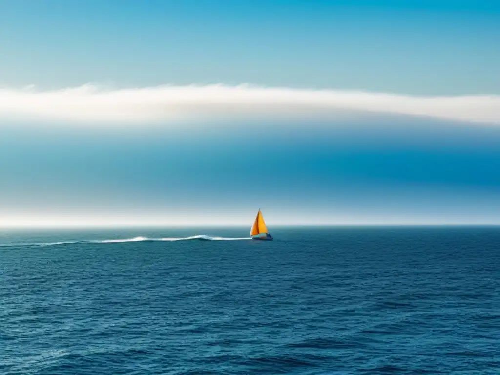 Un velero navega sereno en el vasto océano, transmitiendo calma