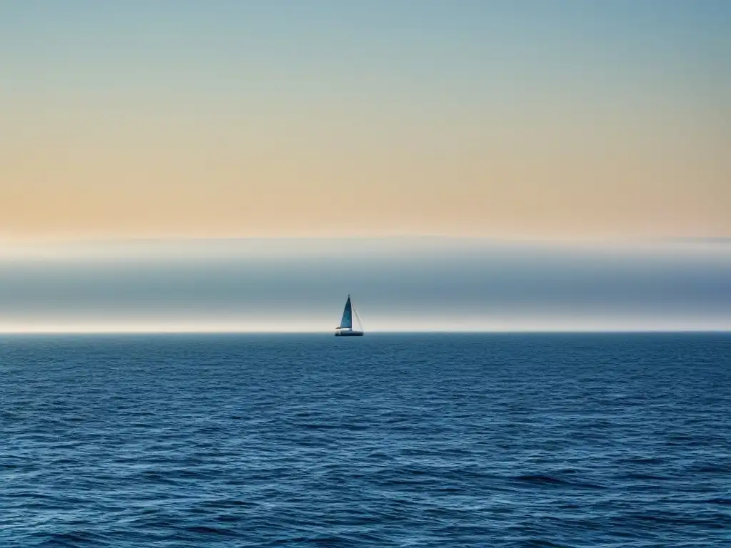 Un velero solitario navegando en un mar tranquilo y cielo azul, promoviendo la seguridad infantil en cruceros marítimos