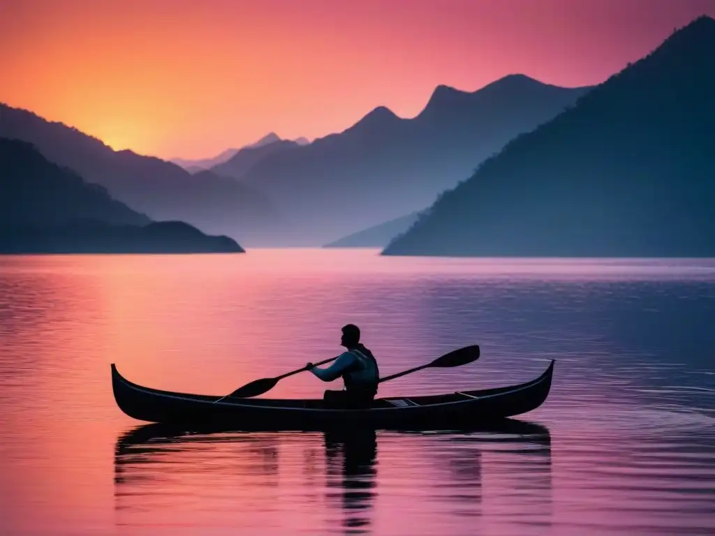 Un viaje ancestral en una canoa tradicional durante un festival marítimo al atardecer