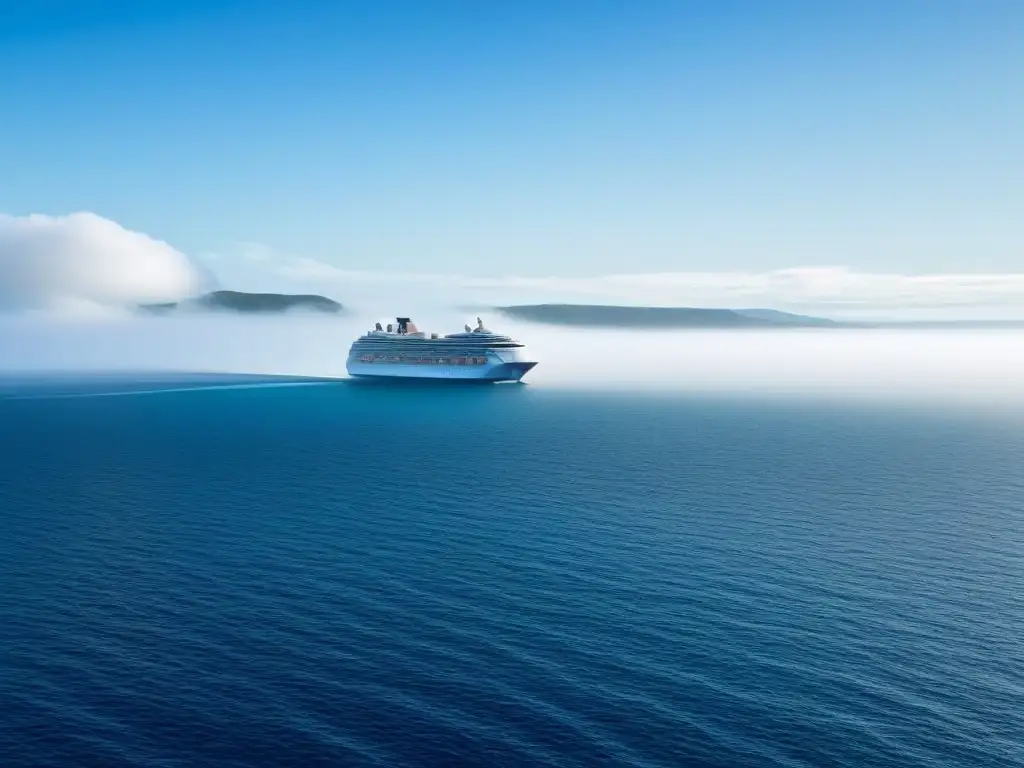 Un viaje responsable en crucero marítimo, con un océano inmaculado y un barco elegante navegando en aguas azules