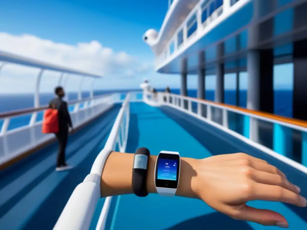 Un viajero en un crucero con tecnología wearable integrada